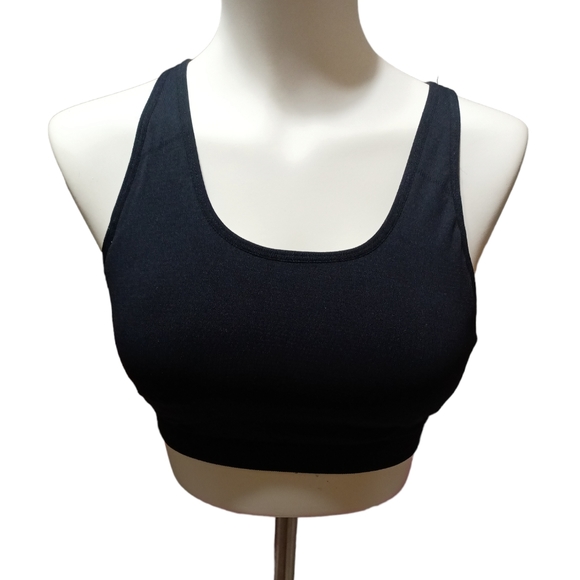 Fabletics Connar Seamless Sports Bra Women's XS Black Strappy Workout Yoga Gym - Picture 3 of 6